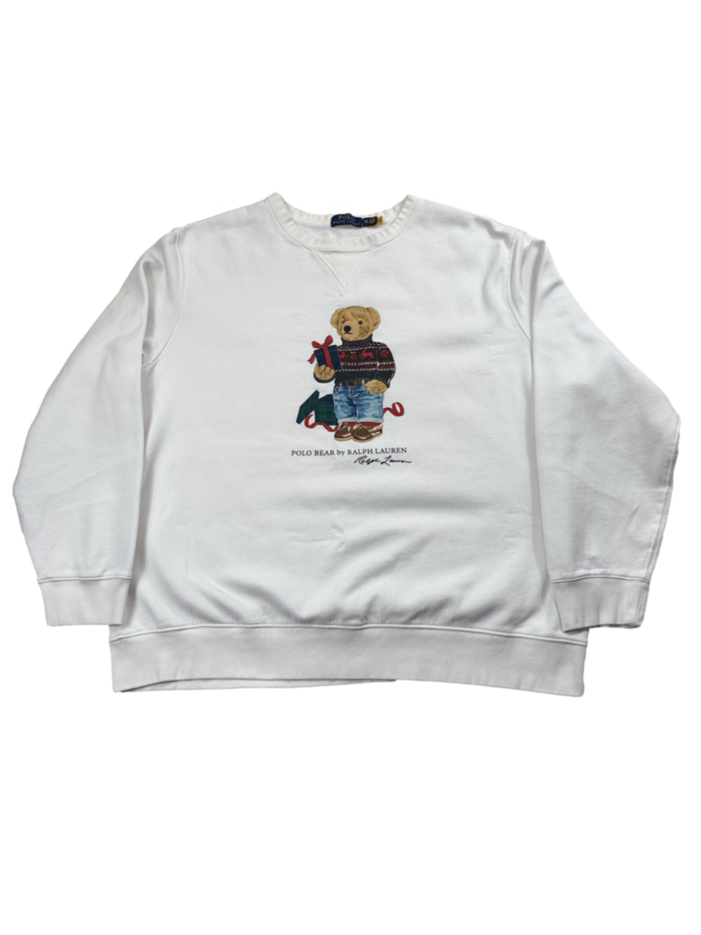 Polo Ralph Lauren Mens XXL White Christmas Gift Bear Fleece Sweater Festive - Picture 2 of 11